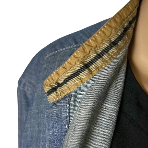 Jules stand collar denim shirt,men Small.cowboy, masculine,cotton,two tone - Picture 5 of 11